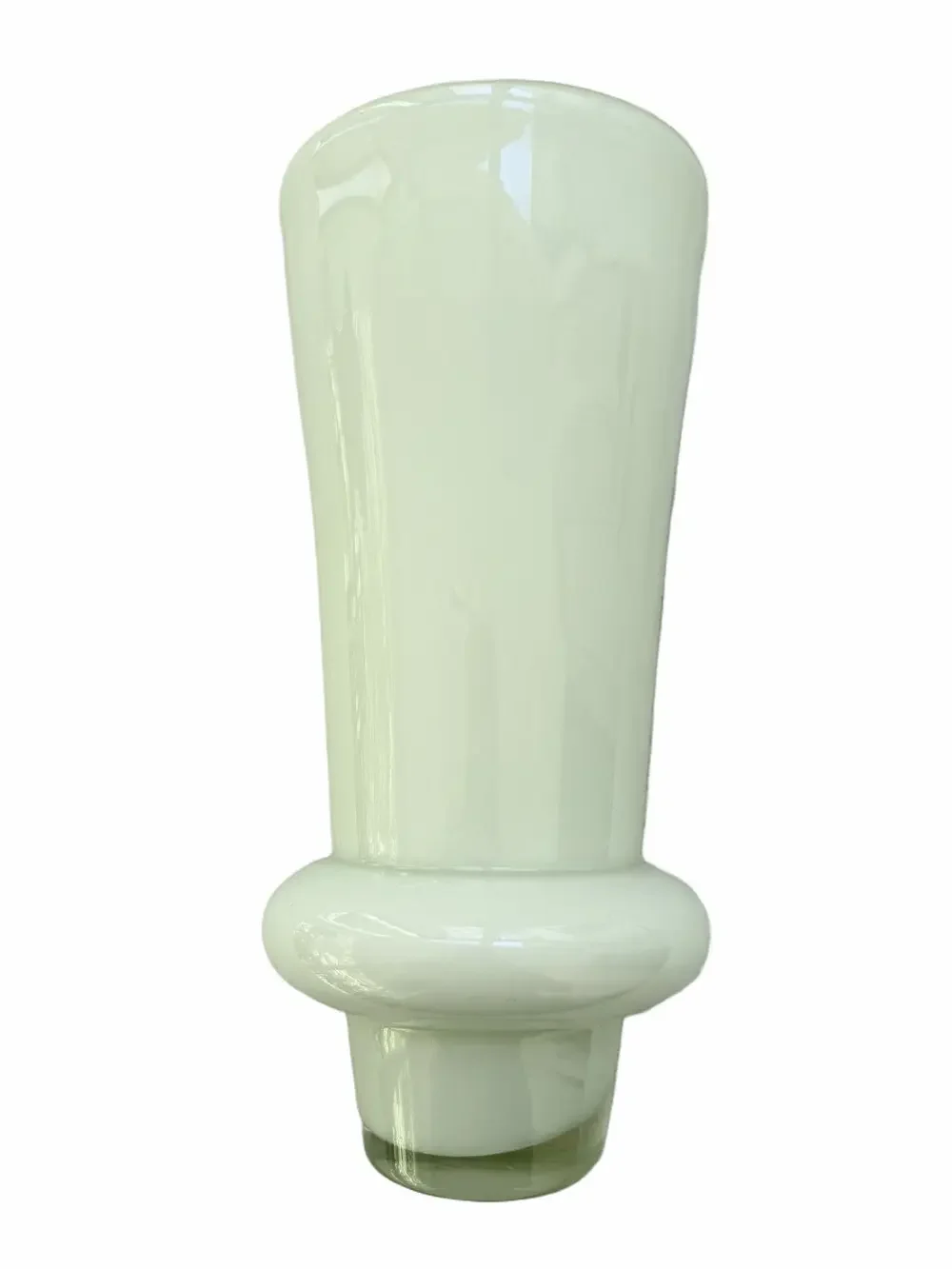 West Elm White Hand Blown Glass Vase MCM Style 10” Minimalist Retro Decor